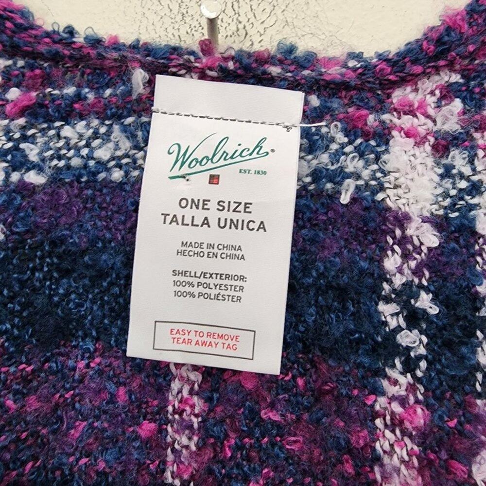 Woolrich super soft purple plaid blanket poncho with tassel trim one size - Picture 3 of 10